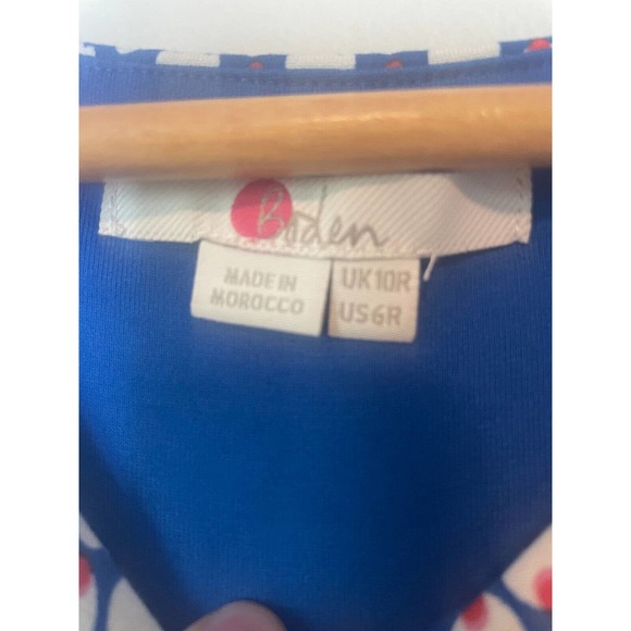 Boden Marina Floral Jersey Sleeveless Dress Size 6R Blue Red White Modest - Picture 6 of 7